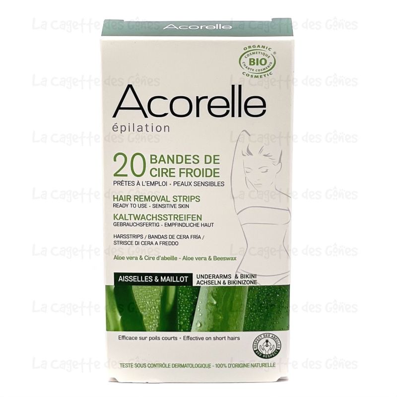 BANDES DEPILATOIRES AISSELLES & MAILLOT X 20 (ACORELLE)