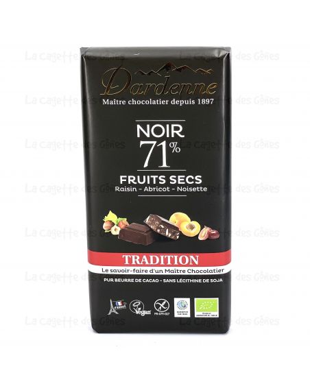 CHOCOLAT NOIR FRUITS SECS TABLETTE 180G