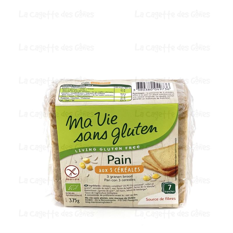 PAIN PRETRANCHE AUX 3 CEREALES 375G