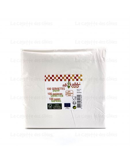 SERVIETTE EN PAPIER X100 BLANCHES FSC