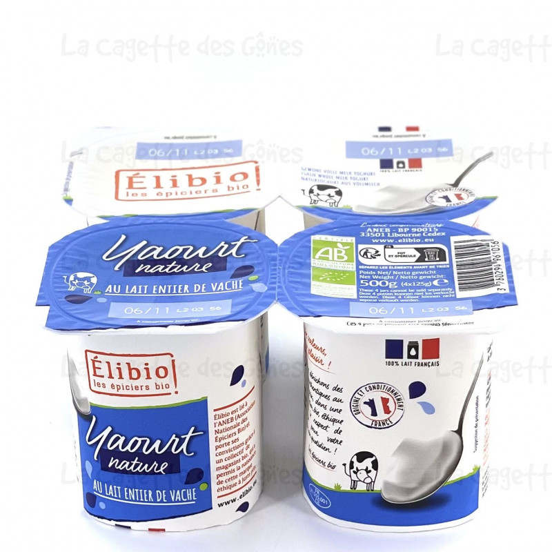 YAOURT NATURE AU LAIT ENTIER 4X125G